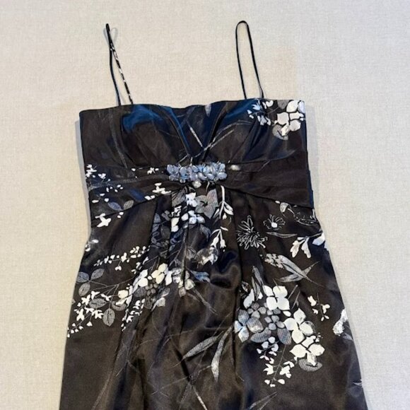 JS Collections Black Floral Satin Dress - Size 8 - NWT - Picture 1 of 10